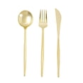 thumbnail image 5 of BalsaCircle 24 Gold Disposable Premium Plastic Cutlery Spoon Fork Knife Set Wedding Party Decorations, 5 of 8
