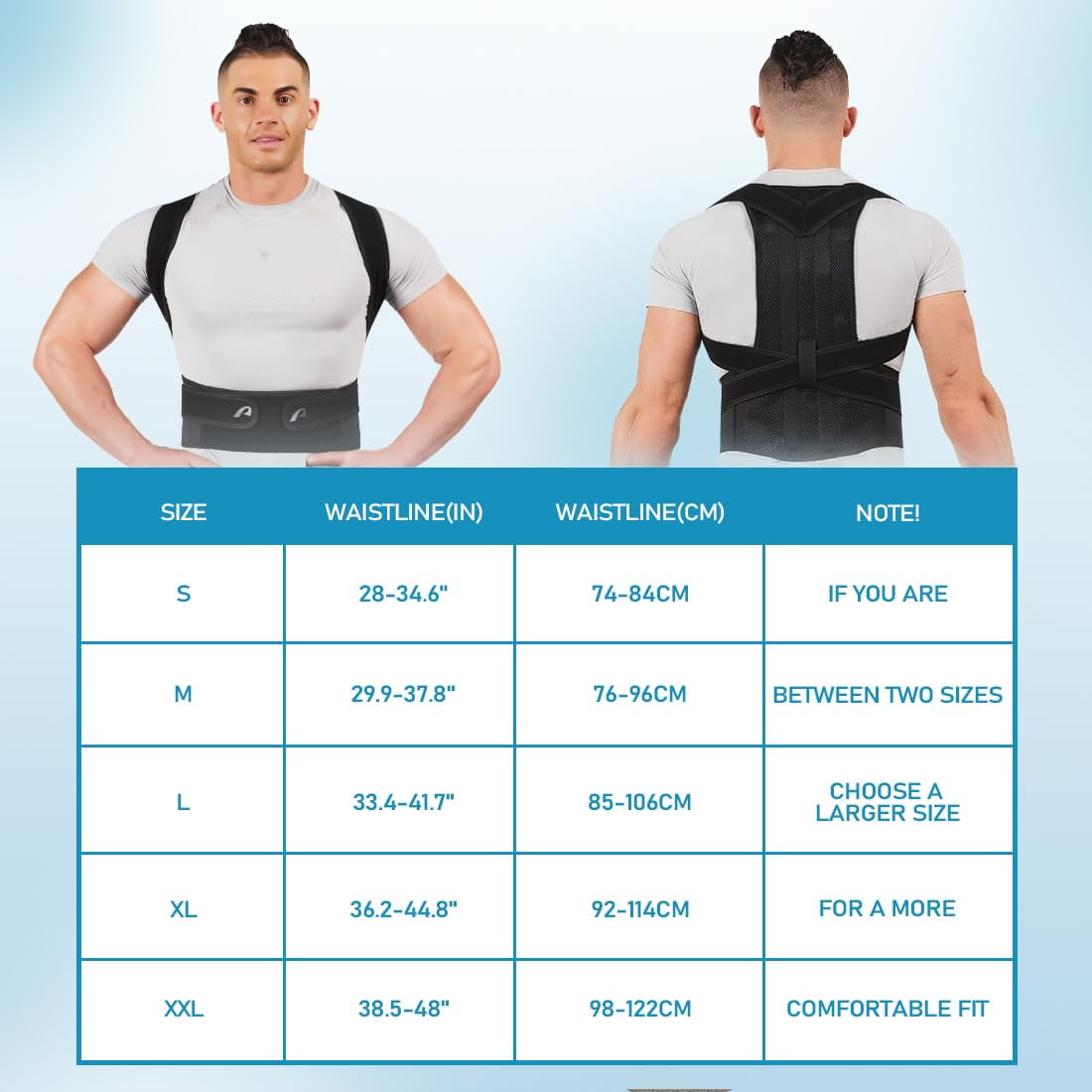 GKTG Posture Corrector for Women and Men, Adjustable Posture Back Brace for Upper and Lower Back Pain Relief