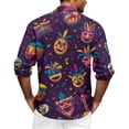 thumbnail image 3 of Fgvctg Mardi Gras Shirts for Men Carnival Party Long Sleeve V Neck Button Down Blouses Dressy Mask Print Shirt Plus Size Collared Business Casual Tops Light Purple XL, 3 of 6