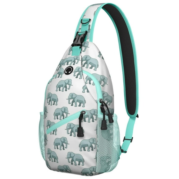 Boho Style Elephant Sling Backpack with Ethnic Floral Mandala Print, Vintage Tribal Pattern Crossbody Bag for Hiking Travel