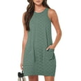 thumbnail image 2 of Coverup Summer Dresses for Women ,Summer Casual Round-Neck Solid Color Short Sleeveless Dress, 2025 Eyelet Casual Loose Sundresses Tank Dresses with Pockets, 2 of 7
