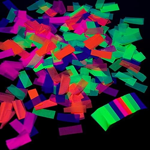 10000 pieces UV Neon Confetti Blacklight Glow Party Confetti 5 Colors Neon Fluorescent Tissue Confetti For Wedding Bachelorette Baby Shower Birthday New Years Party Confetti Decorations