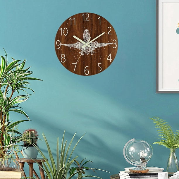Reloj de pared moderno 12 '' Sin tictac Relojes de noche Barrido silencioso Resplandor en 30 cm para decoración Avión Macarena reloj de pared