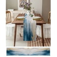 thumbnail image 3 of Teal Turquoise Table Runner-Cotton Linen- 36 Inch Holiday Dresser Scarves, Abstract Ombre Painting Minimalist Art Tablerunner for Kitchen Coffee/Dining Bedroom Living Room Dinner Scarf Décor 13x36, 3 of 9
