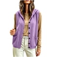 thumbnail image 7 of Women's Hooded Sweater Vest Button Down Sleeveless Cardigan Jacket Oversized Loose Casual Coat with Pockets for Daily Travel, Purple, S, 7 of 7