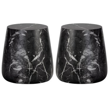 Home Square Aries 15" Modern Concrete Side Table in Black - Set of 2