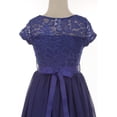 thumbnail image 4 of Big Girl Cap Sleeve Lace Top Chiffon Holiday Flower Girls Dresses (20JK53S) Royal 8, 4 of 5