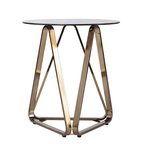 Southern Enterprises Stondon Tempered Glass Round End Table in Champagne
