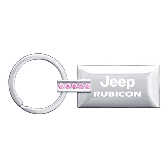 Jeep Rubicon Jeweled Rectangular Key Ring (Pink)