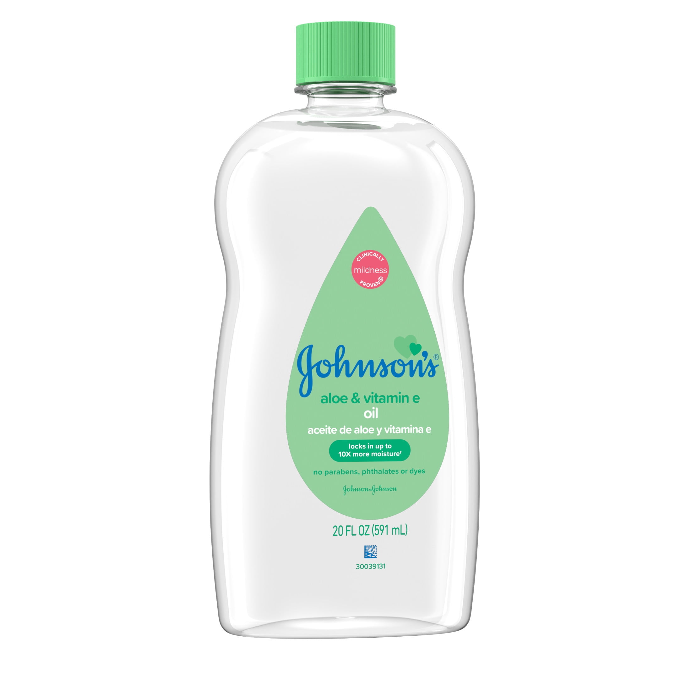 Johnson's Baby Oil, Mineral Oil with Aloe Vera & Vitamin E, 20 fl. oz