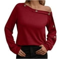 thumbnail image 2 of TIMIFIS Hauts pour Femmes Chemisiers Décontractés à Manches Longues à Col en V pour Femmes Chemise Boutonnée Hauts Mode Automne pour Femmes, 2 of 6