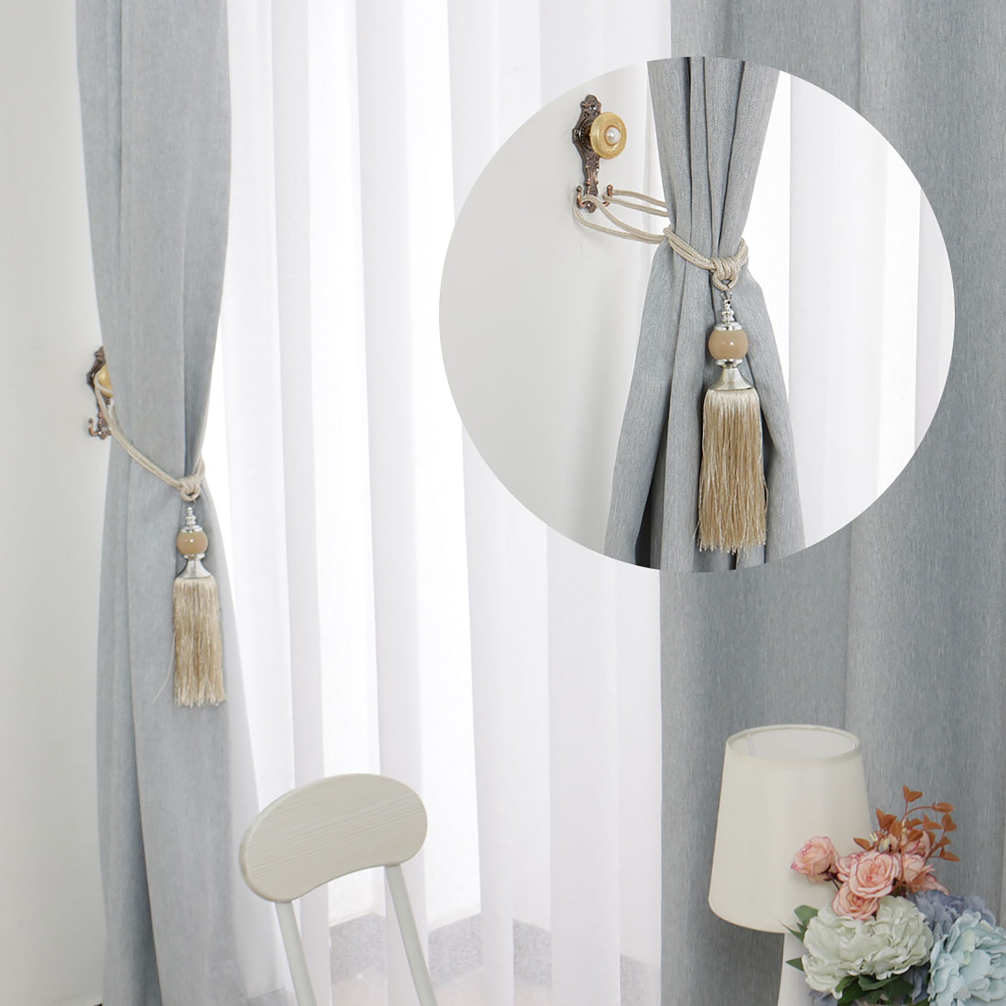 Curtain Tieback 26.8 Inch Holdback Home Braid Rope Tassels Curtain