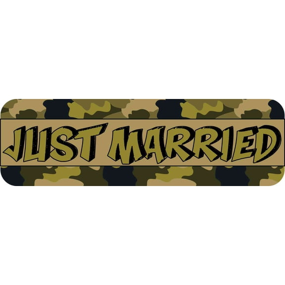 10in x 3in Camouflage Just Married Bumper Sticker Vinyl Decal Ca