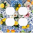 thumbnail image 3 of Metal Light Switch Plate Cover Floral Fruit Blue Tile Pattern Collage TIL004, 3 of 14