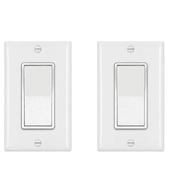 Light Switch Single Pole 15A Decorator Wall Switch 2PACK