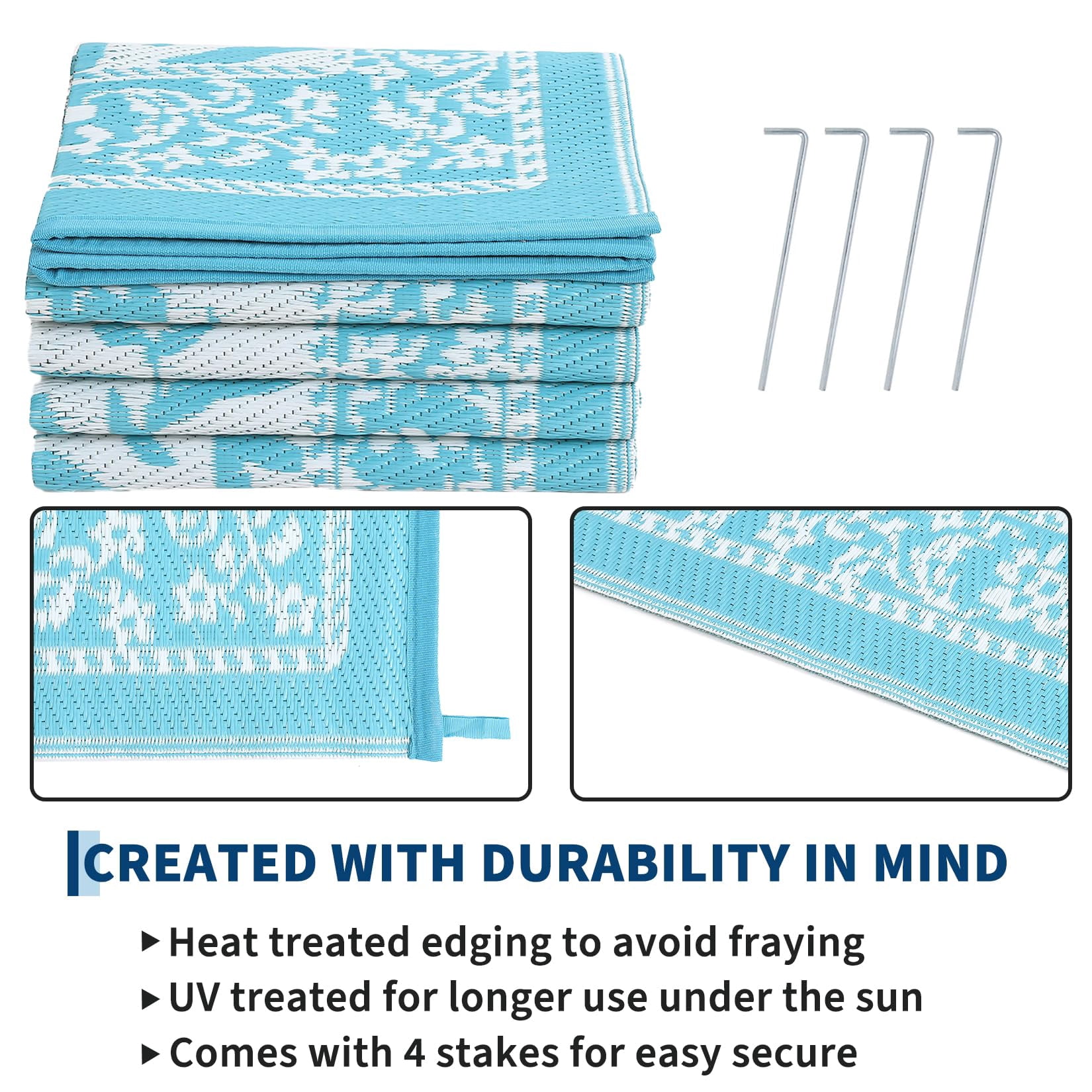 Soonbuy 8x10 FT Outdoor Rug, Waterproof Reversible Plastic Straw Outdoor Patio Rug, Botanical Grove Vintage Cottage Outdoor Area Rug Carpet for RV, Deck, Picnic, Beach, Backyard