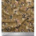 thumbnail image 1 of Soimoi Brown Poly Georgette Fabric Dragonfly,Floral & Texture Print Fabric by Yard 42 Inch Wide, 1 of 1