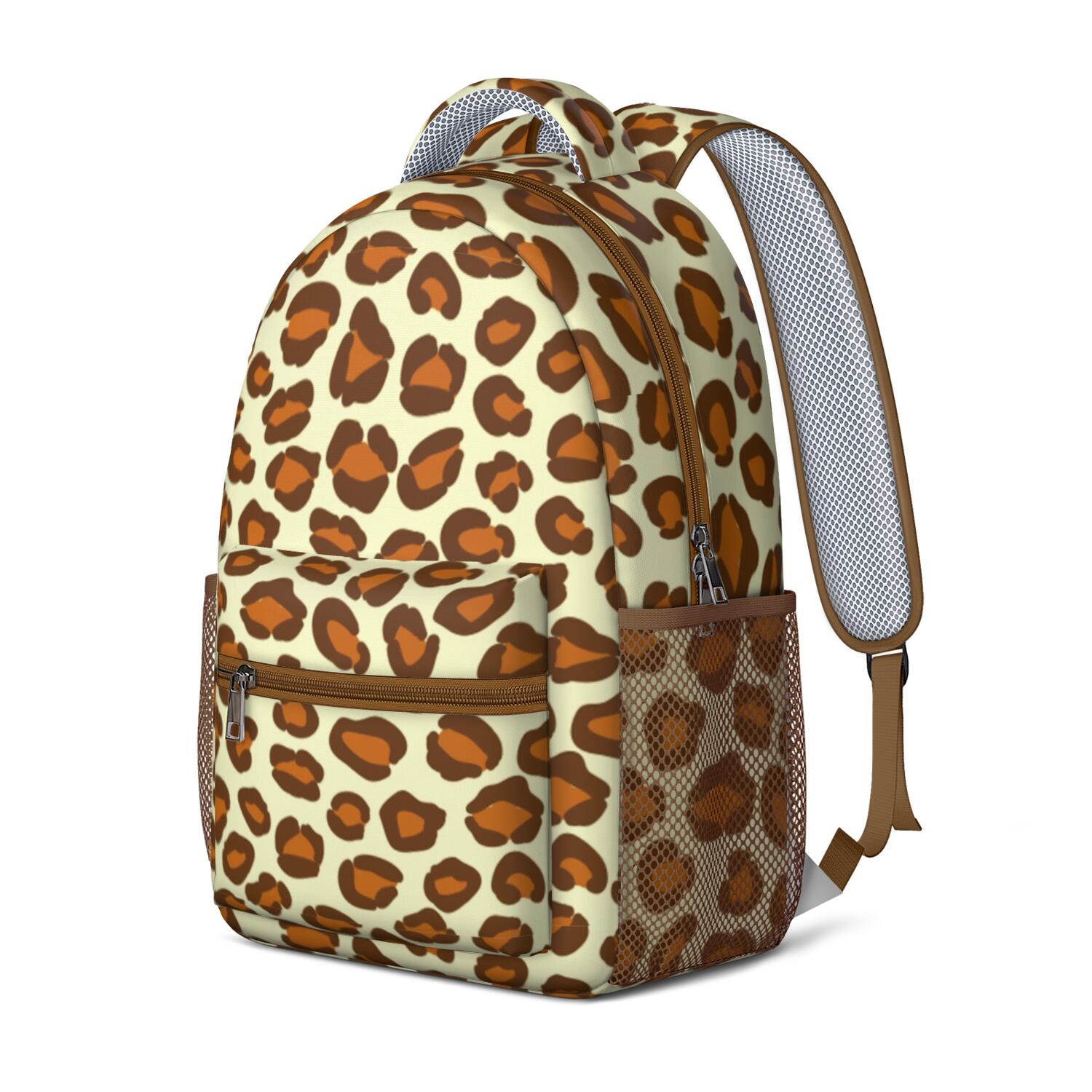 Leopard Print Backpack for School,Cute School Bag,Schoolbag with Adjustable Shoulder Straps & Padded Back,15.3"x11"x6.7"