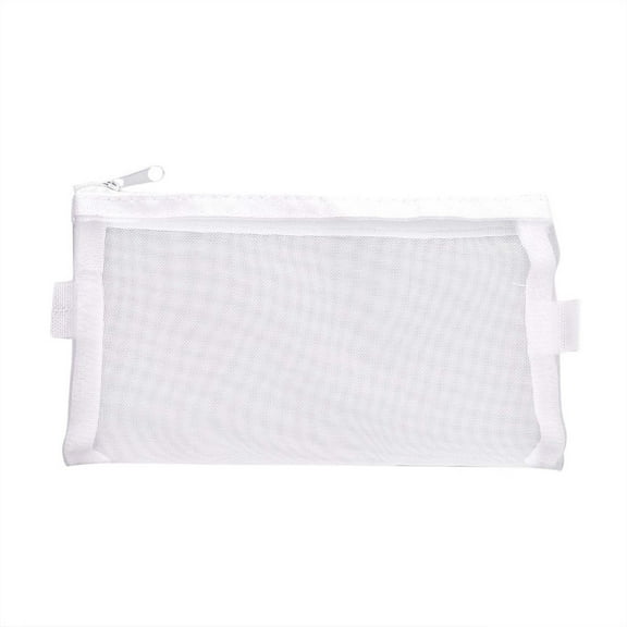 JeashCHAT 2Pcs Pencil Case , Clear Net Yarn Pencil Box Organizer, Mesh Zipper Pencil Pouch, Portable Office Stationery Pouch for Students Adults (White,Black)