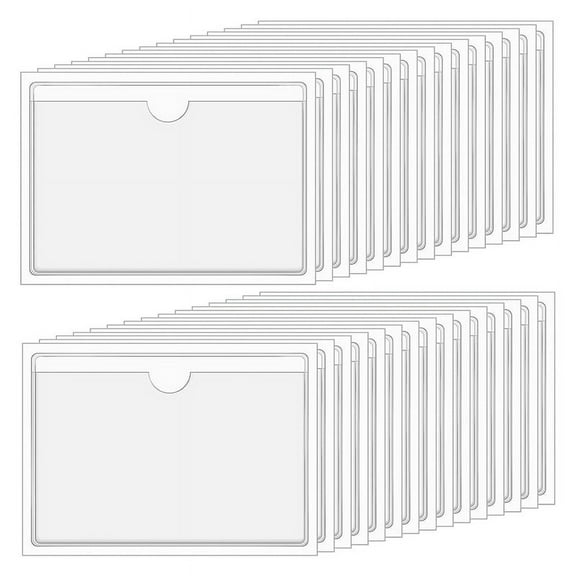 Clear Adhesive Pockets 4X6In Index Card Pockets Sleeves Self Adhesive with Top Loading Label Pockets (30 PCS)