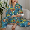 thumbnail image 6 of Fuzoiu Animals In Camping Print Women's Long-Sleeved Pajama,Lounge Button Down Nightwear,Womens Notch Collar Pajama Set-Small, 6 of 7