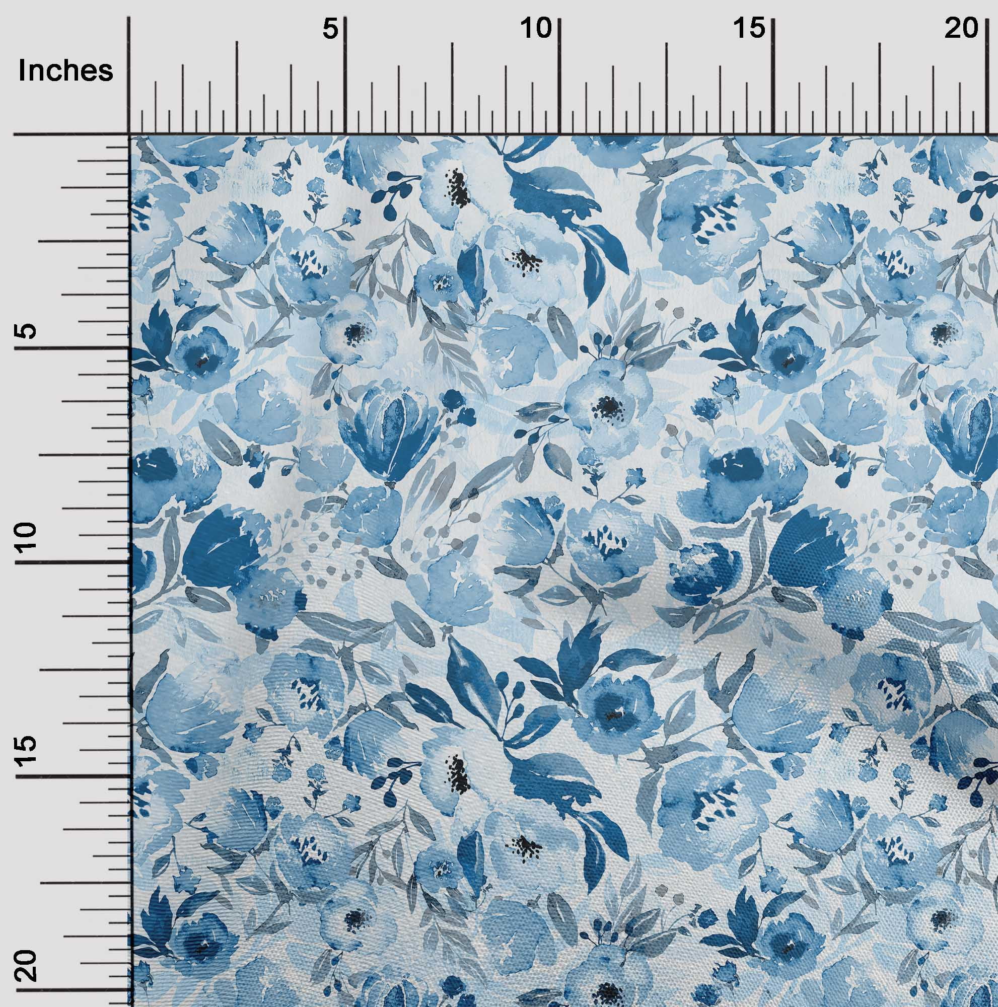 oneOone Polyester Spandex Teal Blue Fabric Floral Diy Clothing Quilting Fabric Print Fabric By Yard 56 Inch Wide-4F