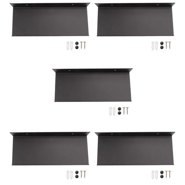 5X Wall Shelves, Black Floating Shelves,Bathroom Racks, Wall Display Shelves,Wall Mounted Kitchen Spice Racks(30cm)