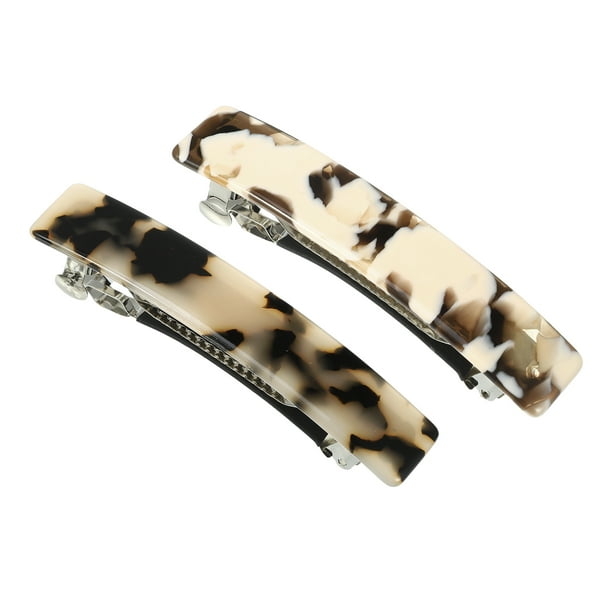 Ganga Única 2 Pcs Pinzas para el Cabello de Carey Clips para el Cabello de Acetato Pinzas Francesas para Cabello Grueso Beige Marrón