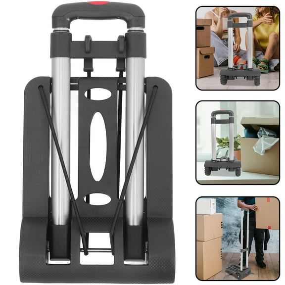 YEAHIBABY Yeahibaby Foldable Luggage Trolley Portable Cart with Wheels for Home Use Black