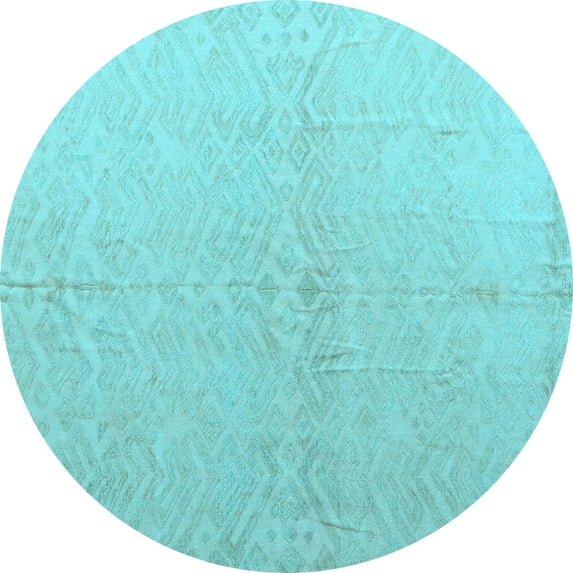 Ahgly Company Indoor Round Solid Light Blue Modern Area Rugs, 4' Round