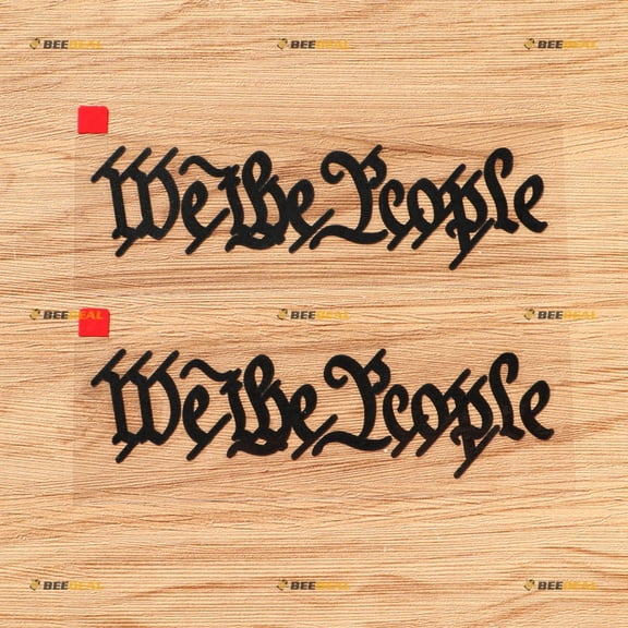 We The People Quote Words Vinyl Decal Sticker - 2 Pack Black, 6 Inches - No Background for Car Boat Laptop