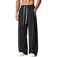 thumbnail image 2 of Babcutegg Mens Plus Size Sweatpants with Pockets Drawstring Loose Fit Spring Fall Athletic Casual Wide Leg Pants Black Size 3XL, 2 of 8