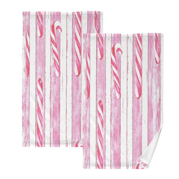 Candy Canes Pattern Set of 2 Pure Cotton Towels, 16'' x 28'', Highly Absorbent and Soft
