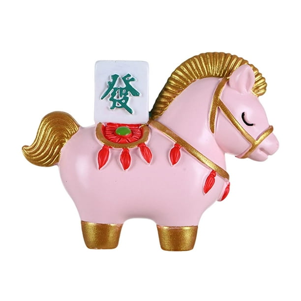 Figura de caballo Escultura animal Arte decorativo Artesanía Dibujos animados Coleccionables Feng Caballo rosa