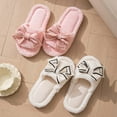 thumbnail image 4 of Bowknot Ribbon Pattern Slippers Ladies Opening Open Toe Cute Sweet Bow Female Home Slippers White CN：42(US:9), 4 of 5
