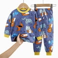 thumbnail image 4 of TOWED22 Toddler Baby Girl Boy Fall Winter Clothes Outfits 2 Piece Long Sleeve Crewneck Sweatshirt Pull on Pants Casual Print Clothing Set(Blue,6-12 M), 4 of 4
