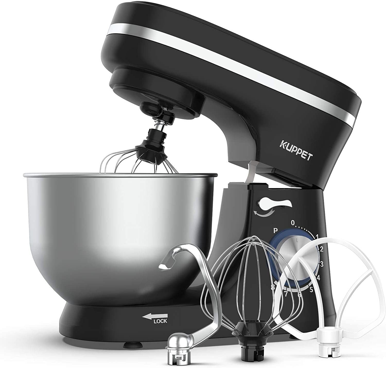 BLACK KUPPET Stand Mixer, 8Speed TiltHead Electric Food Stand Mixer