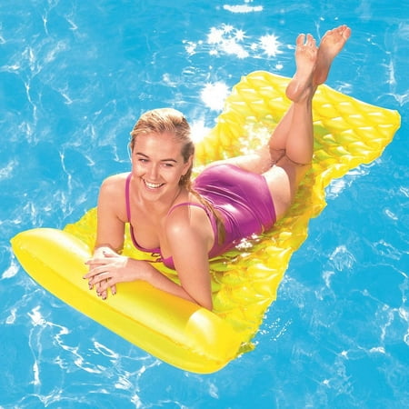 Bestway Vinyl N Roll Air Mat Pool Float, Yellow (Best Way To Roll A Burrito)