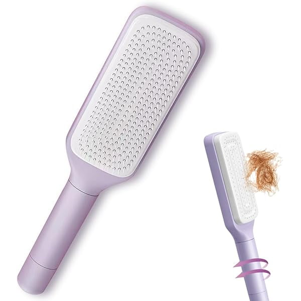 wonima11 Hair Brushes for Women,Hair Detangling Brush,One-click Clean Hair Brush with Retractable Bristles,Anti-static brush for Effortless Hair Removal and Cleaning, Purple