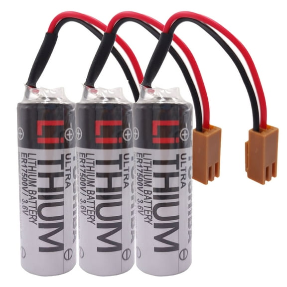 3 pcs ER17500V 3.6V 2700mAh Battery for Toshiba PLC CNC Backup Battery with Brown Plug