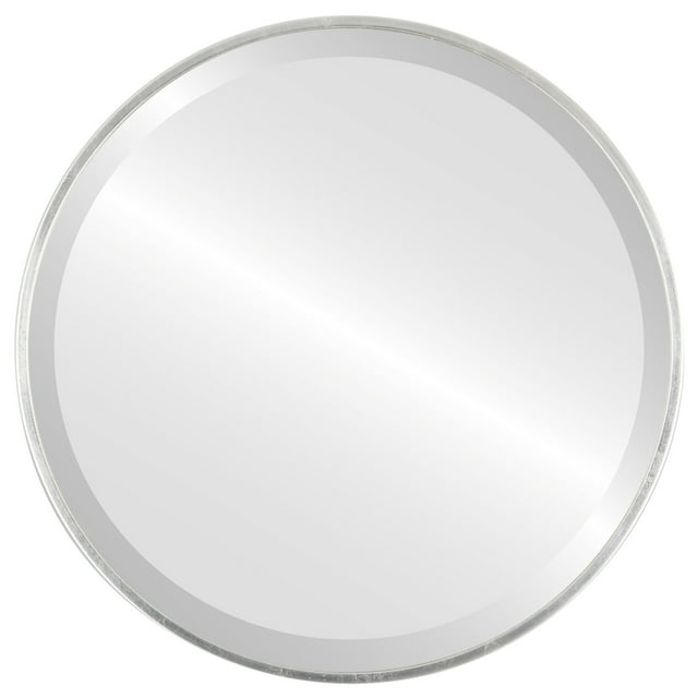 Miroir Rond Encadré Singapore - Feuille d'Argent Brun - 31 Pouces x 31 Pouces