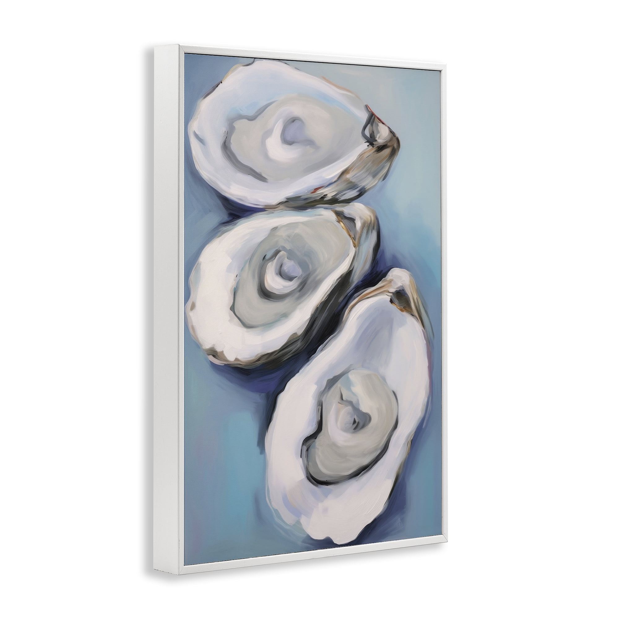 Stupell Industries Oyster Seashell Trio Animals & Insects Painting White Framed Art Print Wall Art, 16 x 24