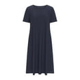 thumbnail image 4 of JUNWELL Robes de Cocktail pour Femmes 2024 Robe T-Shirt à Manches Courtes pour Femmes Décontractée en Coton et Lin Longues Robes à Col Rond Robes d'Été de Plage avec Poches Vestidos Casuales Para Mujer, 4 of 6