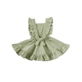 thumbnail image 3 of Qmyliery Girls  Suspender Skirt, Sleeveless Square Collar Large Hem High Waist Dress with Ruffles, 3 of 9