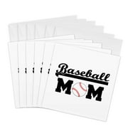 3dRose, Baseball Mom with baseball clipart. Black letters on white background., 6 Greeting Cards with envelopes