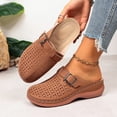 thumbnail image 4 of Purcolt Clogs for Women Comfortable Casual Hollow-out PU Leather Closed Round Toe Arch Support Slip On Flat Shoes Lightweight Memory Foam House Shoes with Buckle, 4 of 9