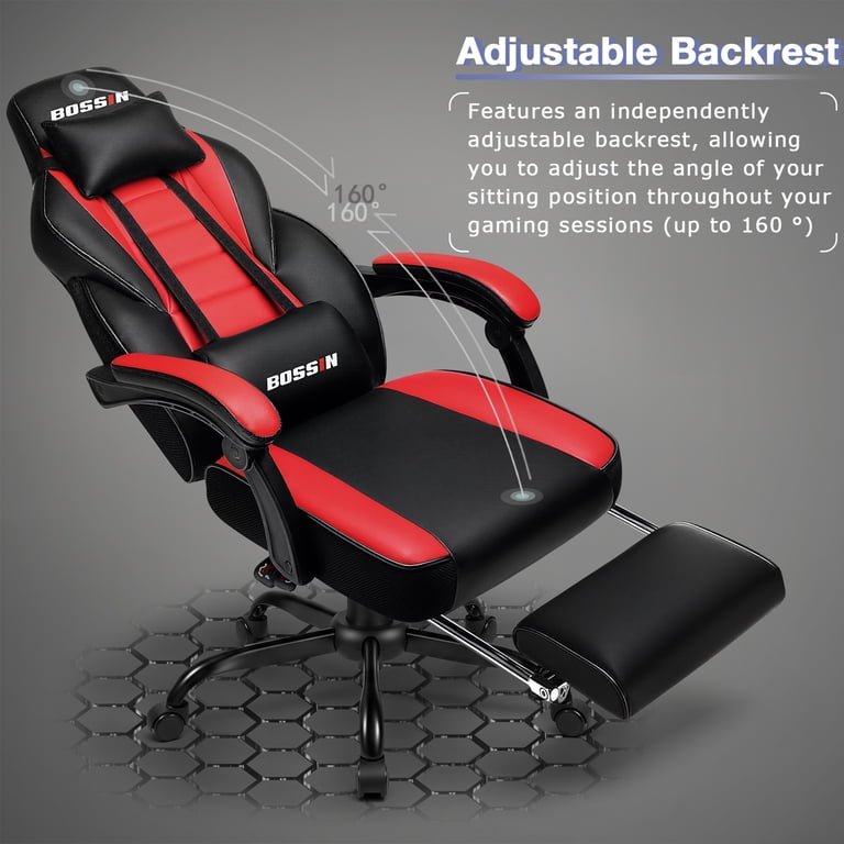 BOSSIN Big and Tall Gaming Chair, Massage, Footrest photo 6