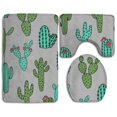 thumbnail image 1 of ABPHQTO Cactus Juego de alfombras de baño de 3 piezas Alfombra de baño Alfombra de contorno y tapa de inodoro, 1 of 2