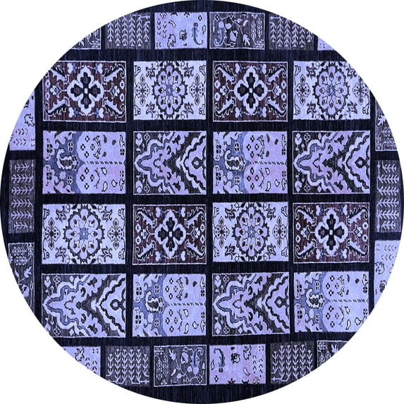 Ahgly Company Machine Washable Indoor Round Abstract Blue Modern Area Rugs, 7' Round