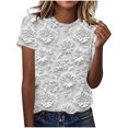 thumbnail image 2 of Hauts d'Été pour Femmes DYTTDG T-shirt Mode Floral Grande Taille Col Rond Manches Courtes Tee-Shirt Décontracté Ample Hauts pour Femmes Liquidation Moins de 10 Multicolore,TTG, 2 of 5